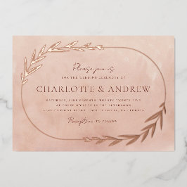 フローラエレガントボウゴールドフォイル結婚式招待状 箔招待状