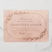 フローラエレガントボウゴールドフォイル結婚式招待状 箔招待状 (正面)