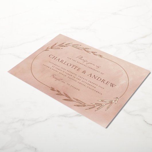 フローラエレガントボウゴールドフォイル結婚式招待状 箔招待状 (回転した状態)