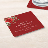 フローラエレガントボタニカルクリスマスパーティーホリデー スクエアペーパーコースター (アングル)