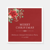 フローラエレガントボタニカルクリスマスパーティーホリデー スタンダードカクテルナプキン (正面)