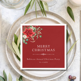 フローラエレガントボタニカルクリスマスパーティーホリデー スタンダードカクテルナプキン