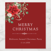 フローラエレガントボタニカルクリスマスパーティーホリデー ワインラベル (シングルラベル)