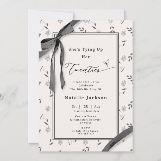 フローラエレガントボタニカルコケット30歳の誕生日 招待状 (正面)