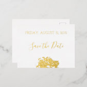 フローラエレガントボタニキュー金ゴールド結婚式の日付を保存 箔シーズンポストカード (正面/裏面)