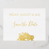フローラエレガントボタニキュー金ゴールド結婚式の日付を保存 箔シーズンポストカード (正面)