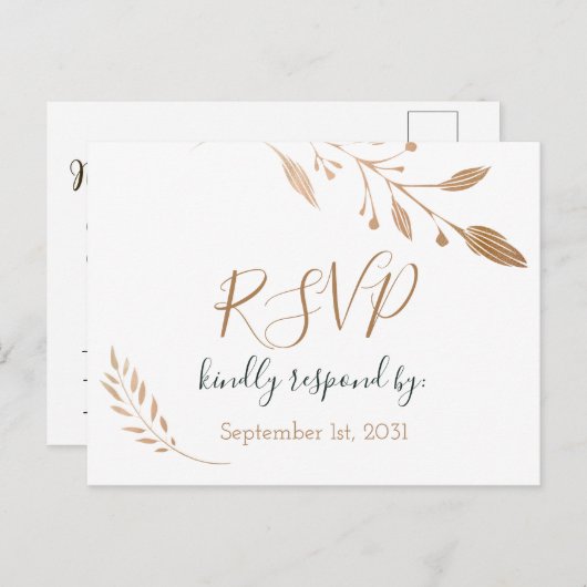 フローラエレガントボタニクゴールドフォイル結婚ズ ポストカード (正面/裏面)