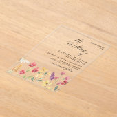 フローラエレガントボホサマーワイルドフラワー結婚ズ アクリル招待状 (レイダウン)