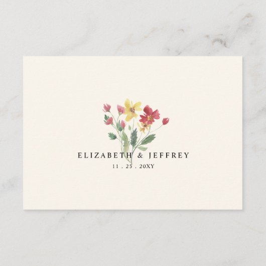 フローラエレガントボホサマーワイルドフラワー結婚ズ エンクロージャーカード (裏面)