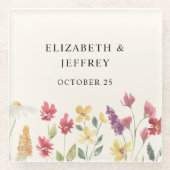 フローラエレガントボホサマーワイルドフラワー結婚ズ ガラスコースター (正面)