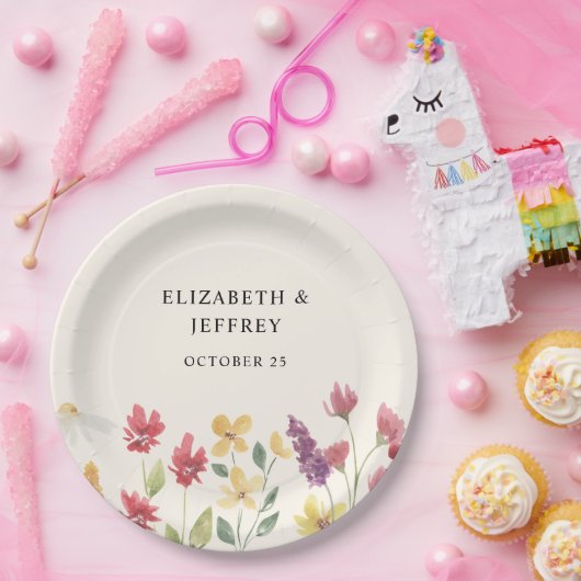 フローラエレガントボホサマーワイルドフラワー結婚ズ ペーパープレート (パーティー)