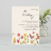 フローラエレガントボホサマーワイルドフラワー結婚ズ 箔招待状 (立ち正面)