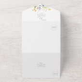 フローラエレガントボホワイルドフラワーウェディングRSVP オールインワン招待状 (外側)