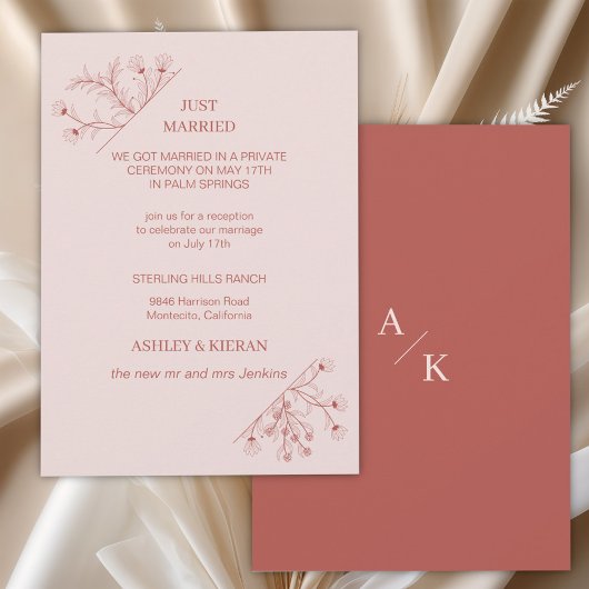 フローラエレガントボーたった今結婚しました披露宴 招待状