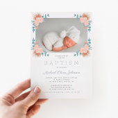 フローラエレガントボーイ写真バプテスマ 箔招待状