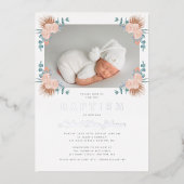 フローラエレガントボーイ写真バプテスマ 箔招待状 (正面)