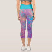 フローラエレガントボーホブルーパープル金ゴールドピンク カプリレギンス (裏面)