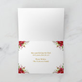 フローラエレガントポインセチア金ゴールドクリスマスフォールド シーズンカード (内部)