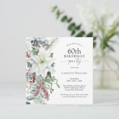 フローラエレガントポインセチア12月60誕生日 招待状 (スタンド正面)