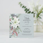 フローラエレガントポインセチア12月75日誕生日 招待状 (スタンド正面)