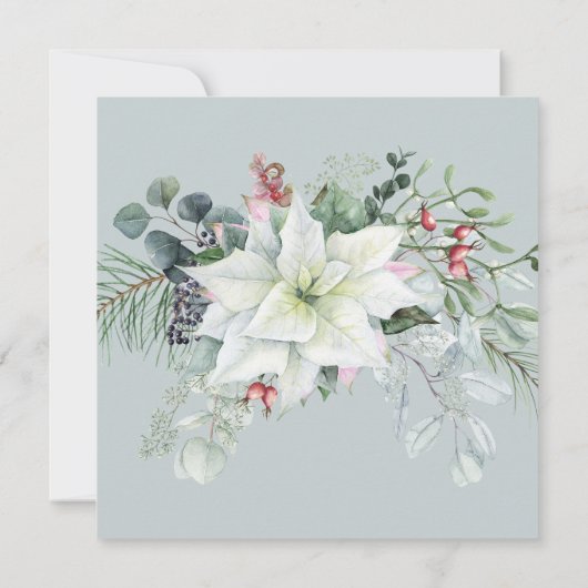 フローラエレガントポインセチア12月75日誕生日 招待状 (裏面)