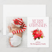 フローラエレガントポインセチアMerry Christmas Photo シーズンカード (正面/裏面)
