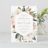 フローラエレガントマグノリア赤面ピンクニュートラル結婚ズ 招待状 (スタンド正面)