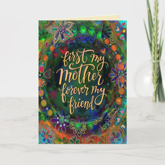 フローラエレガントマザーフレンド引用文グリーン カード (正面)