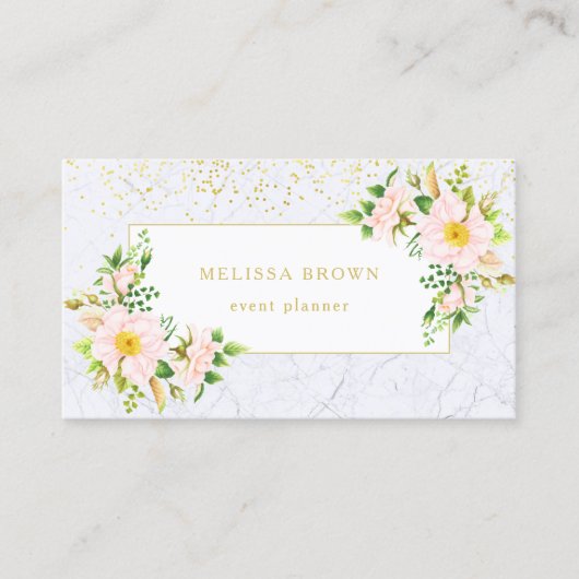 フローラエレガントマーブルシックパステルビジネスカード 名刺 (正面)