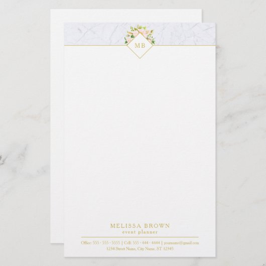 フローラエレガントマーブルシックパステル文房具 便箋 (正面/裏面)