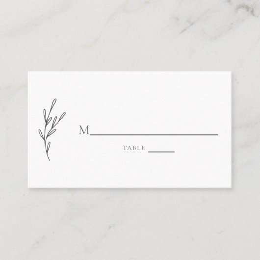 フローラエレガントミニマリストモノクログレイシック プレイスカード (正面)