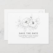フローラエレガントミニマル非写真日付の保存 案内ポストカード (正面/裏面)