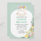 フローラエレガントミントグリーンイースターブランチ招待状 招待状 (正面/裏面)