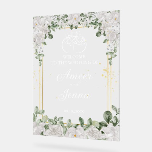 フローラエレガントムスリム結婚イスラム教会 アクリルサイン (傾斜)