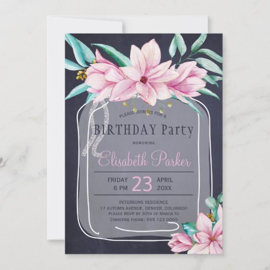 フローラエレガントメイスンジャー海軍誕生日パーティー 招待状 (正面)