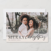 フローラエレガントメリークリスマスブラックアイボリー写真 シーズンカード (正面)