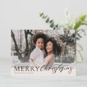 フローラエレガントメリークリスマスブラックアイボリー写真 シーズンカード (スタンド正面)