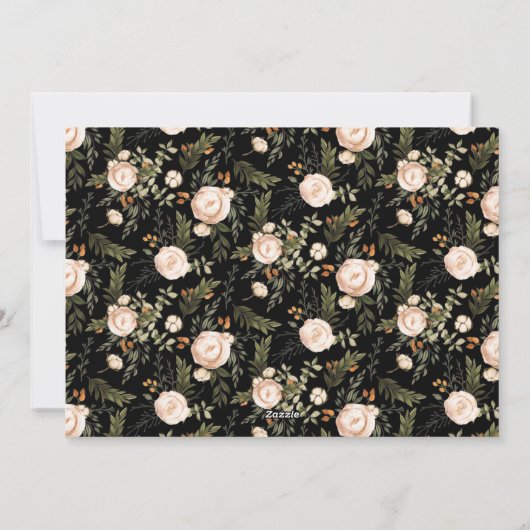 フローラエレガントメリークリスマスブラックアイボリー写真 シーズンカード (裏面)