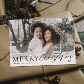 フローラエレガントメリークリスマスブラックアイボリー写真 シーズンカード