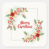 フローラエレガントメリークリスマス |ステッカー スクエアシール (正面)