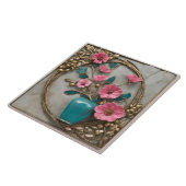 フローラエレガントモザイクとターコイズ花瓶 タイル (側面)