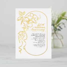 フローラエレガントモダンの周年記念金ゴールド 箔招待状