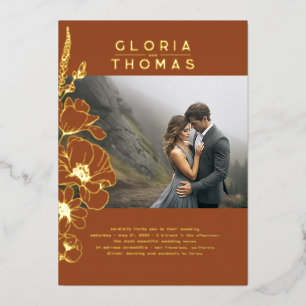 フローラエレガントモダンテラ結婚コッタの写真 箔招待状