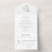 フローラエレガントモノグラムすべて1つの結婚式の招待 オールインワン招待状 (内側)