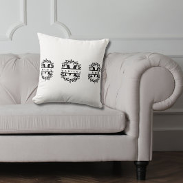 フローラエレガントモノグラムと文字: MOM MAMA & Name クッション