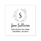 フローラエレガントモノグラムカスタム差出人住所 セルフインキングスタンプ (デザイン)