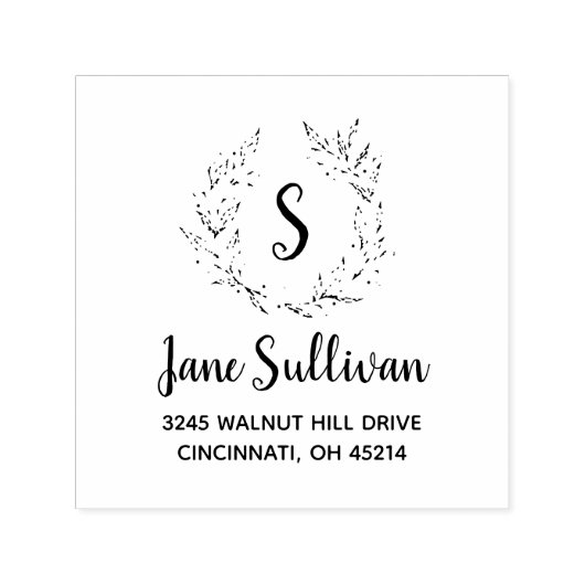 フローラエレガントモノグラムカスタム差出人住所 セルフインキングスタンプ (デザイン)