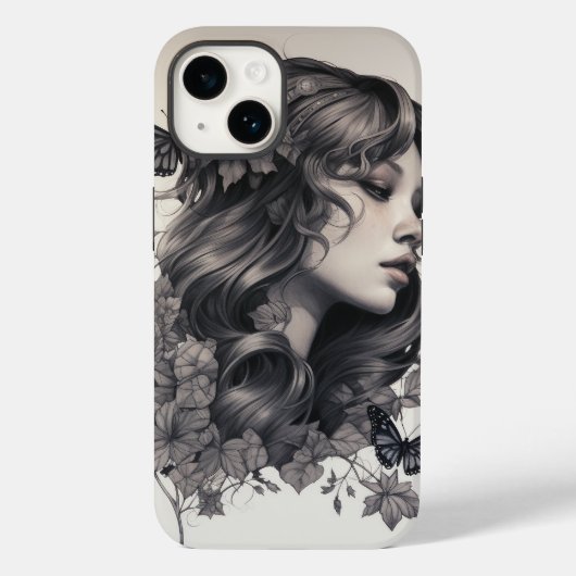 フローラエレガントモノグラムケースメイトiPhone Case-Mate iPhoneケース (裏面)