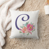 フローラエレガントモノグラムピンクウォーターバラ クッション (ブランケット)