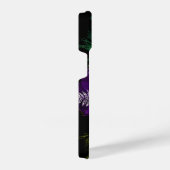 フローラエレガントモノグラムピーコックフェザーグリッター iPhoneケース (右側面)